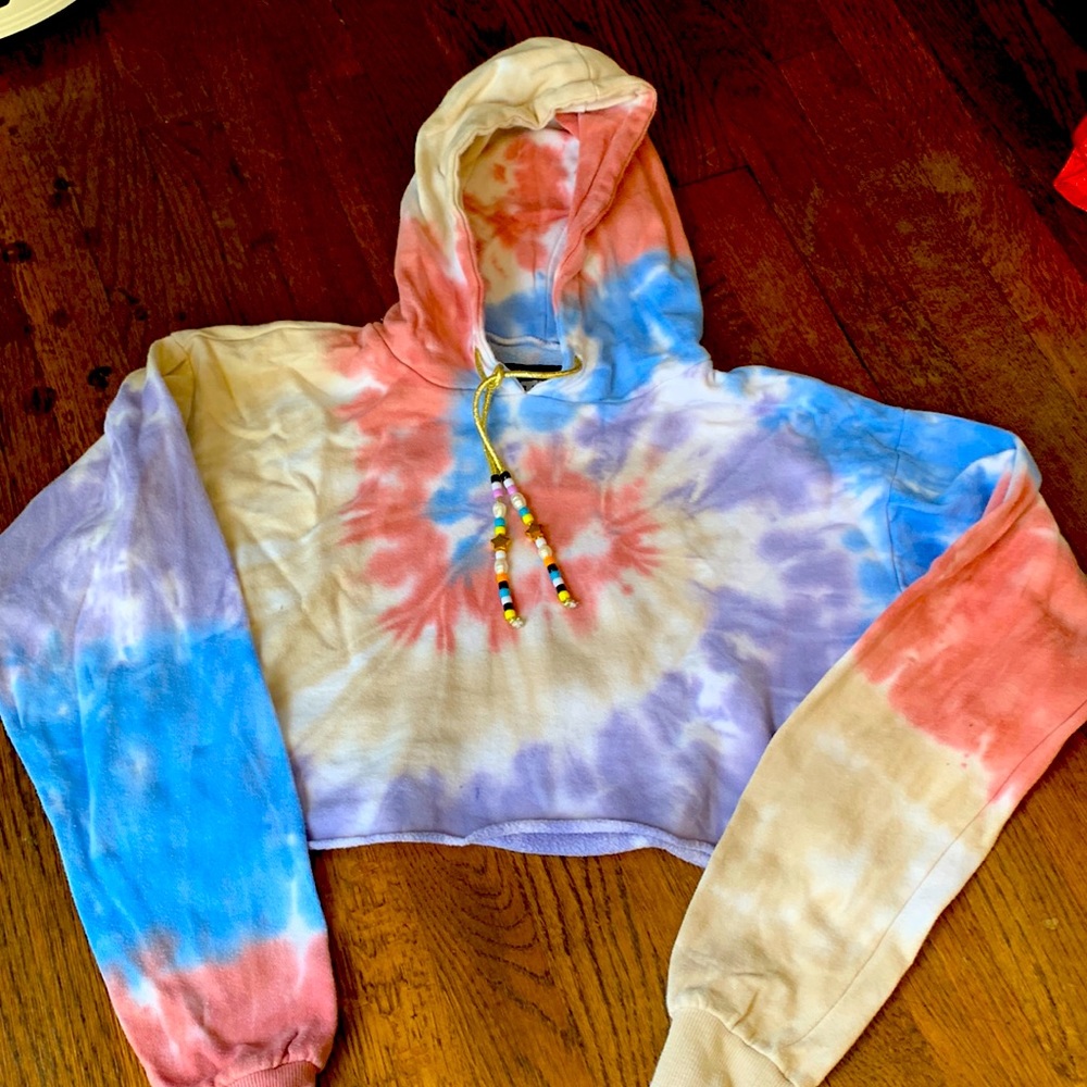 KatieJNYC Cropped Tie-Dye Hoodie